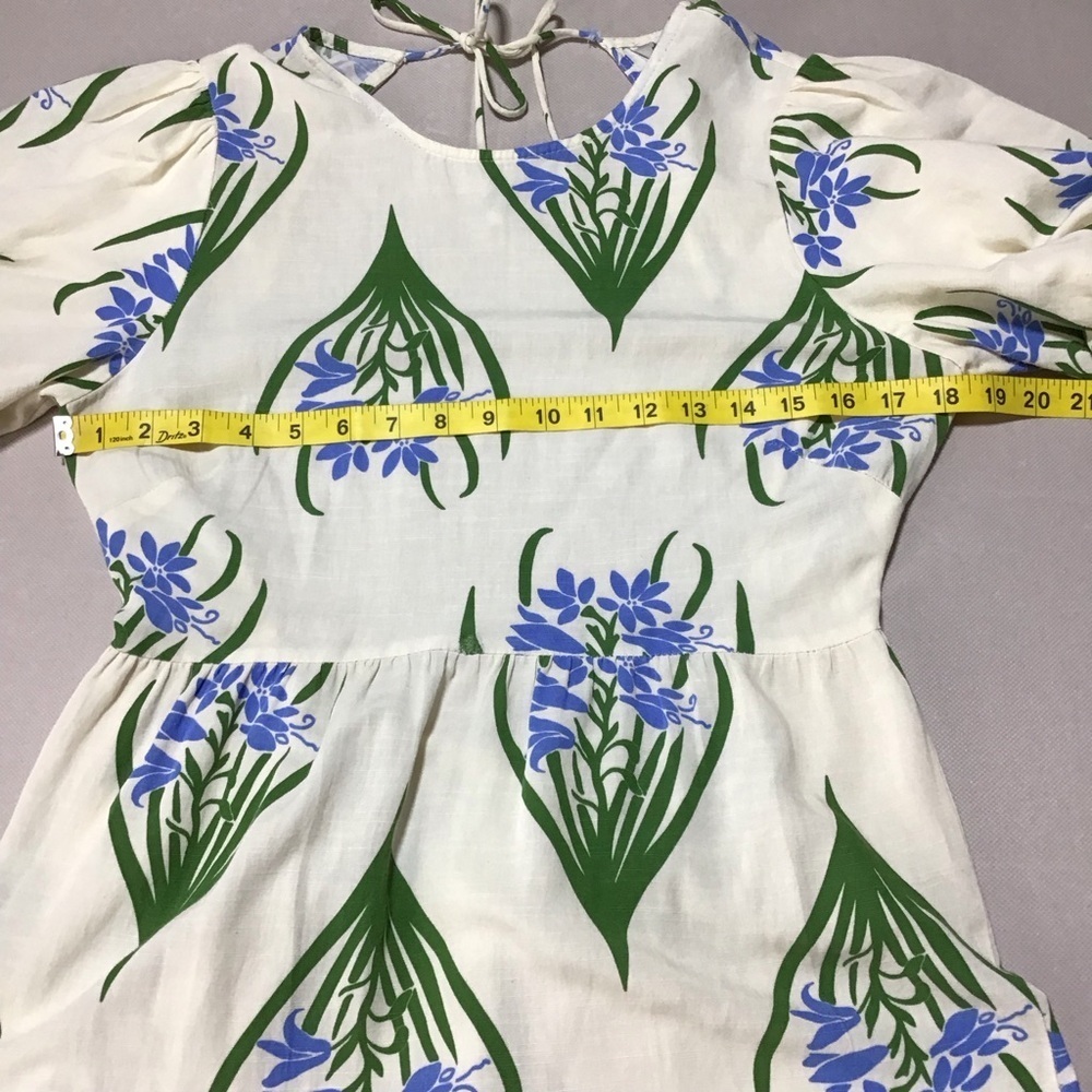 Zara Sofia Puff Sleeves Cream Maxi Dress Floral Design - Picture 7 of 10
